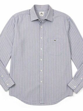 Lacoste Dress Shirt Men 44 Long Sleeve Cotton Stripe Button up Sport Shirt XL